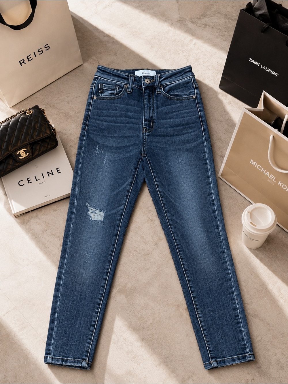 KanCan Dark Indigo Distressed High-Rise Skinny Jeans size 1/24